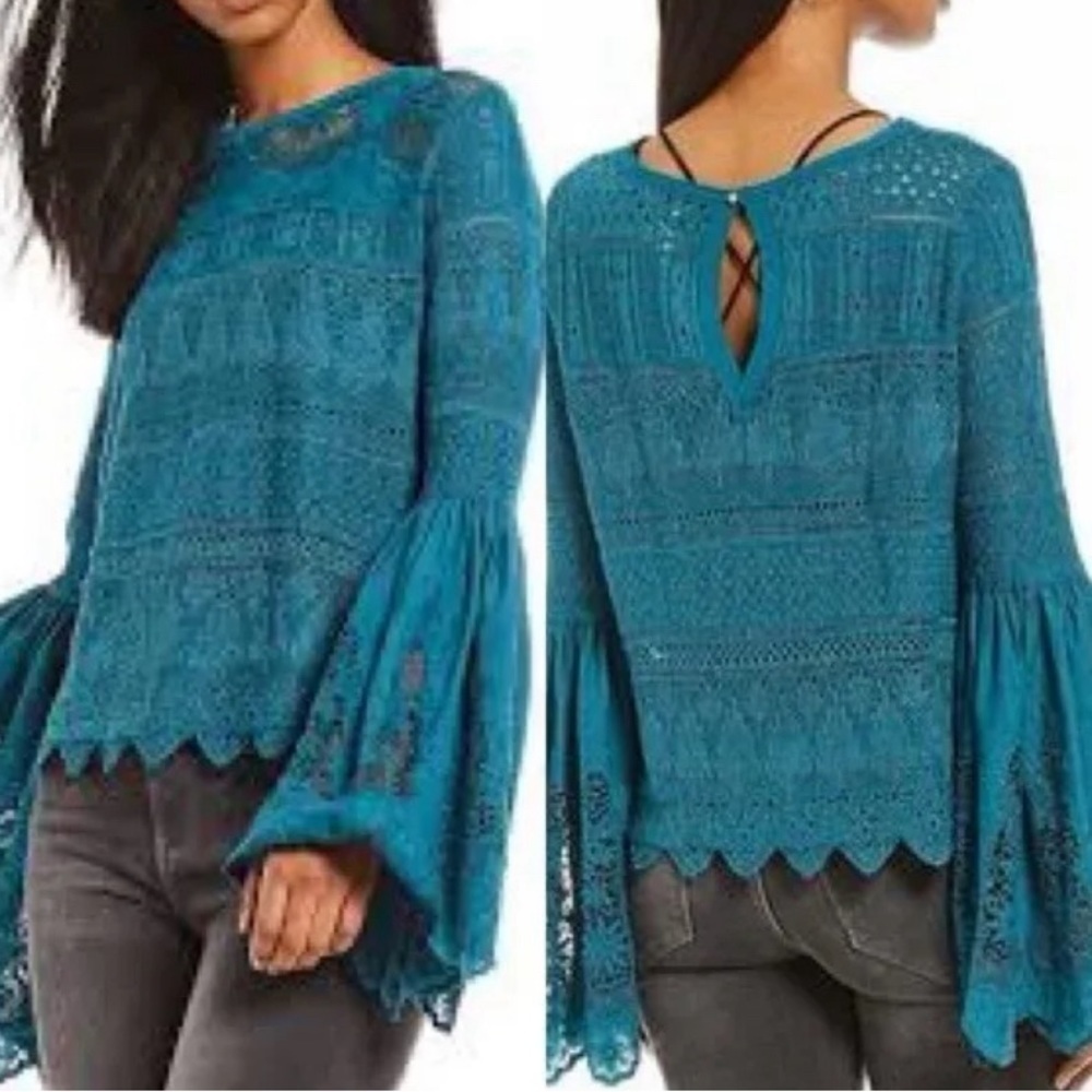 Free People Once Upon a Time turquoise top size s - Picture 3 of 10